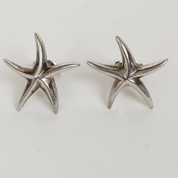 Unique Vintage Jewelry - Vtg Starfish 925 Sterling Silver Sea Life Stud Post Earrings Nautical Beach 1.8g